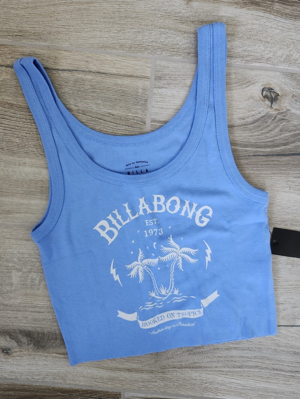 Billabong Light Blue Cropped Graphic Tank